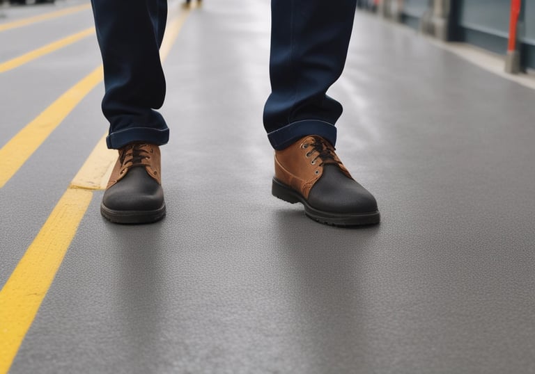 Close-up of anti-slip coating being applied to a commercial kitchen floor.