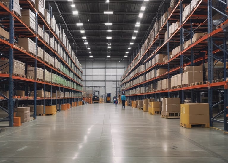 Image of a loading bay with Smart Grip anti-slip coating, illustrating safety in a high-traffic industrial area.
