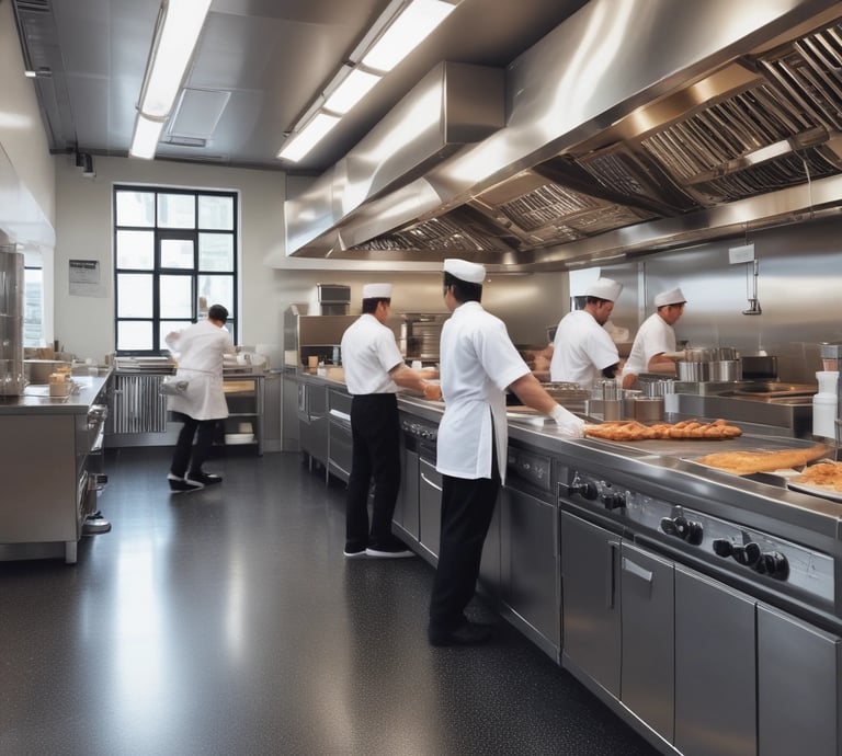 Photo of a technician applying anti-slip treatment to a wet commercial floor near an entrance.